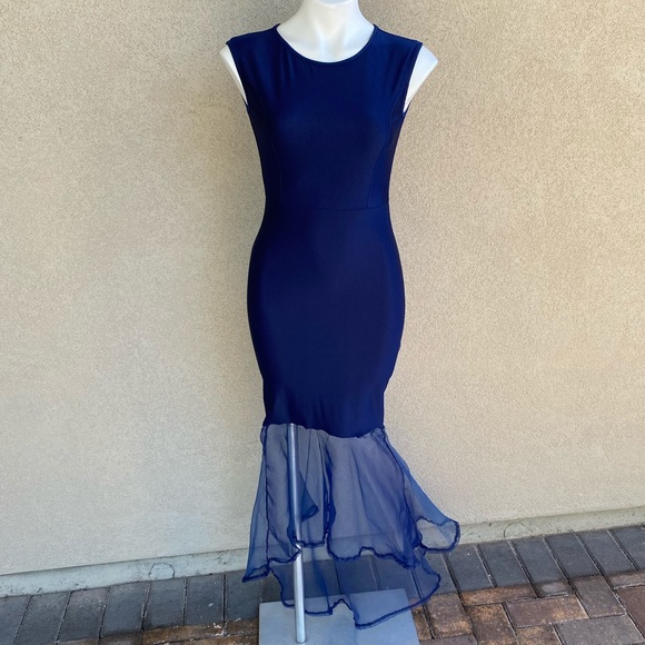 Marine Mermaid Tule Tale Bodycon Cocktail Dress - Picture 7 of 9